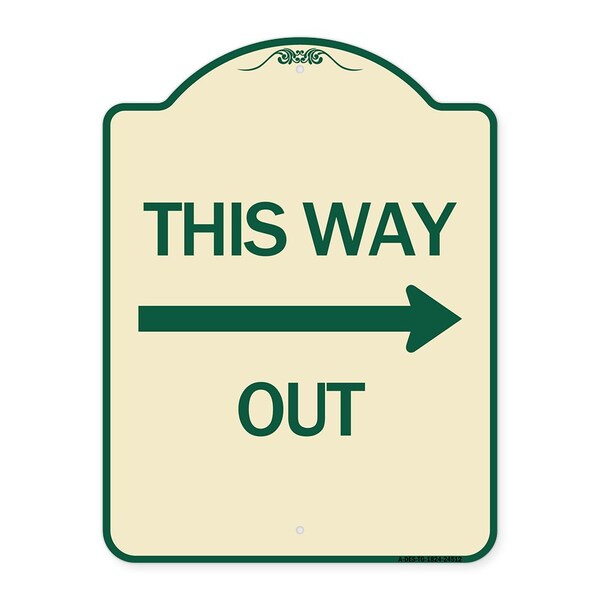 Signmission This Way Out Right Arrow Heavy-Gauge Aluminum Architectural Sign, 24" x 18", TG-1824-24512 A-DES-TG-1824-24512 - main